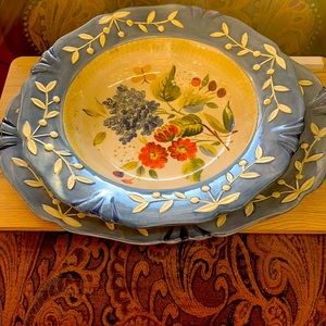 Two piece Blue Floral Dish and Platter set